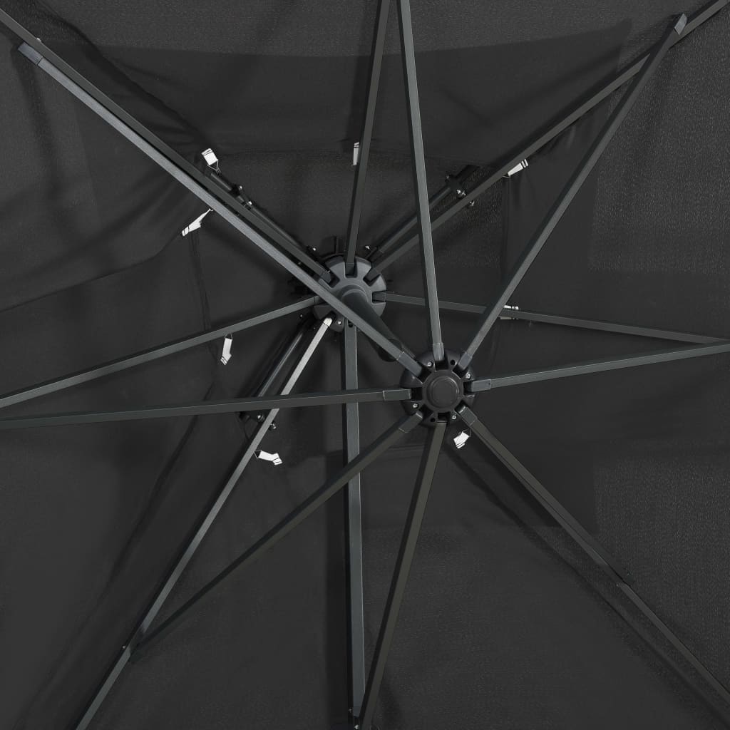 Градински чадър чупещо рамо с двоен покрив антрацит 250x250 см