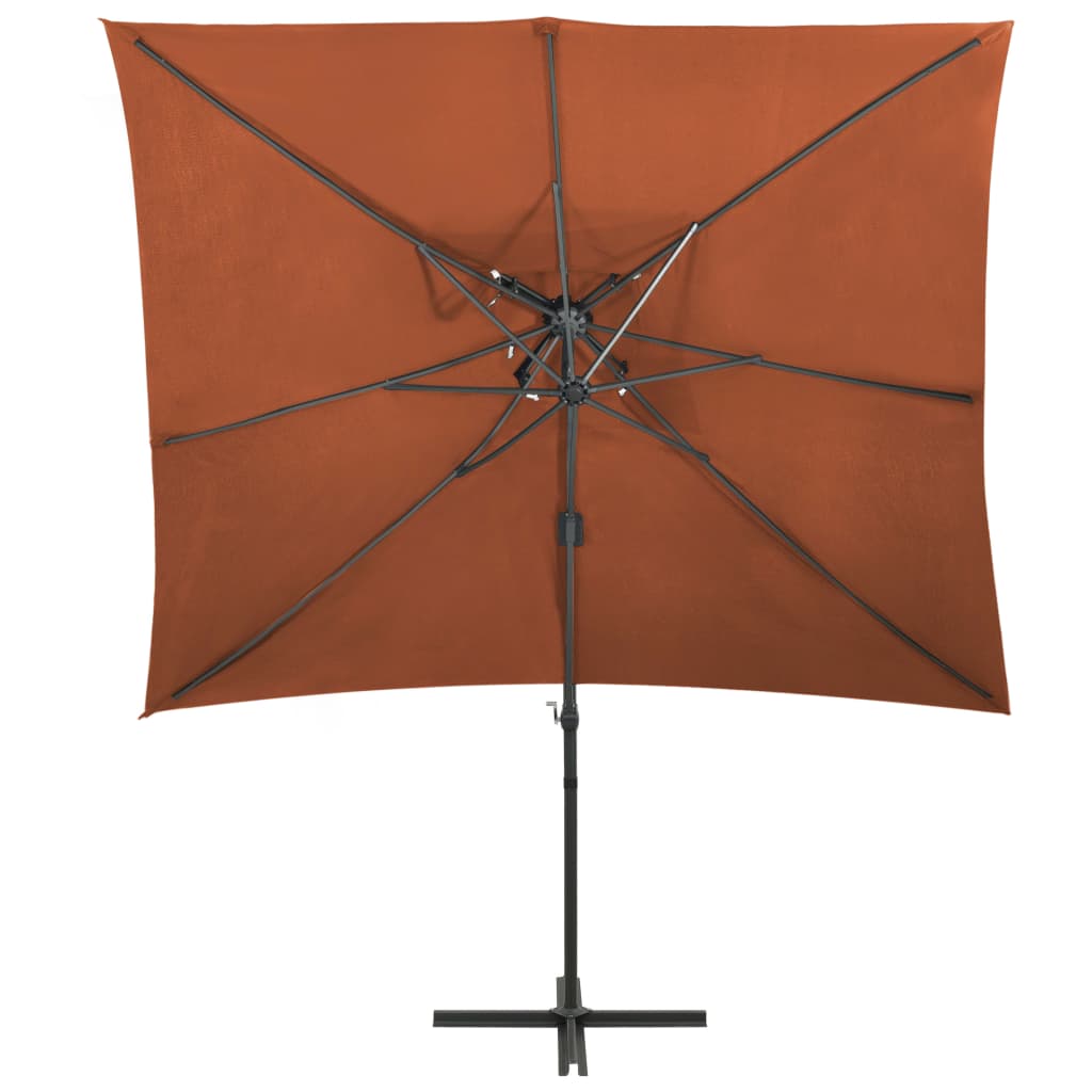 Градински чадър чупещо рамо с двоен покрив теракота 250x250 см