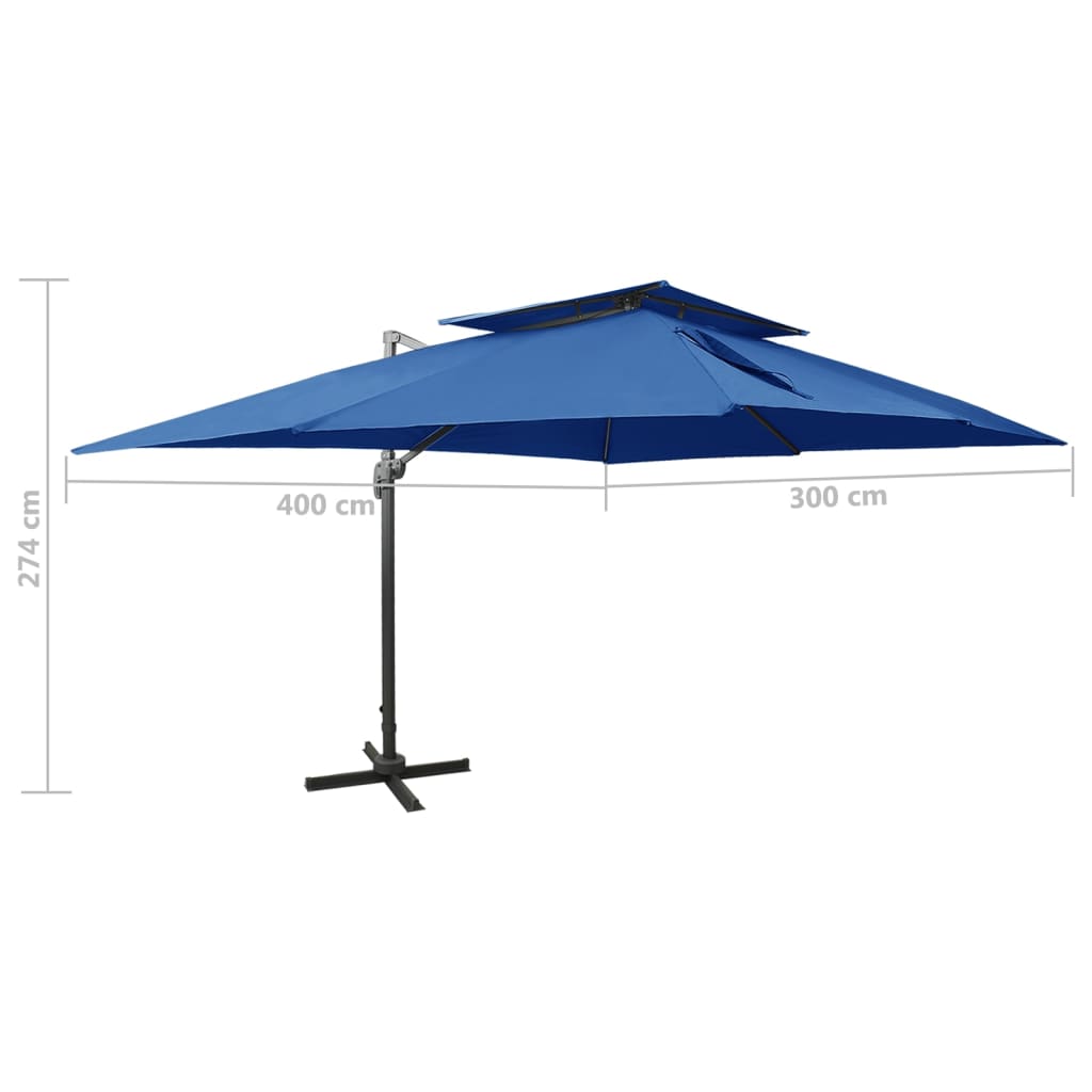 Градински чадър чупещо рамо с двоен покрив морскосин 400x300 см