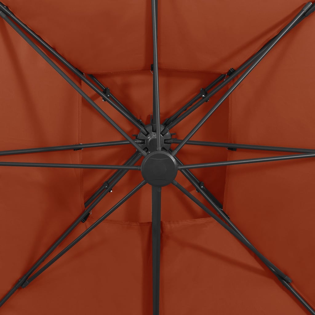 Градински чадър чупещо рамо с двоен покрив 300x300 см теракота