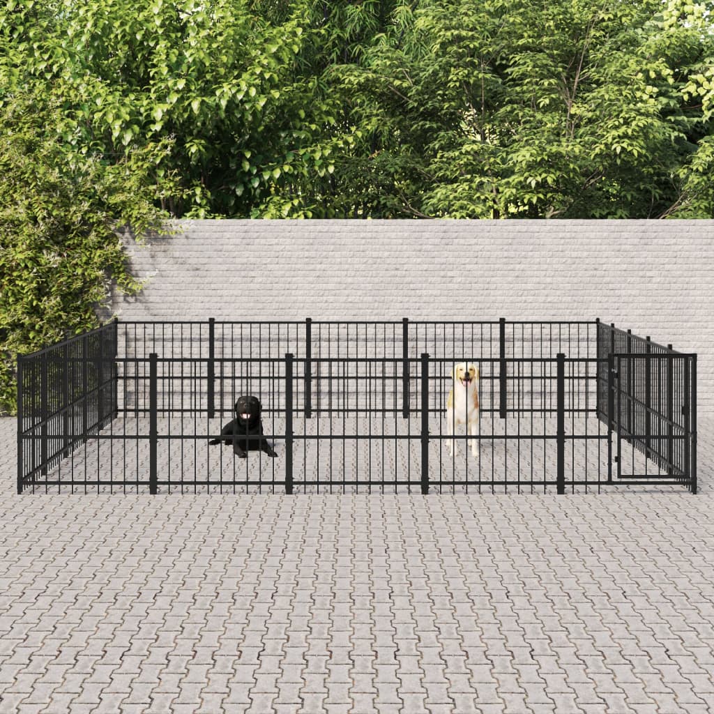 Дворна клетка за кучета, стомана, 23,52 кв.м.