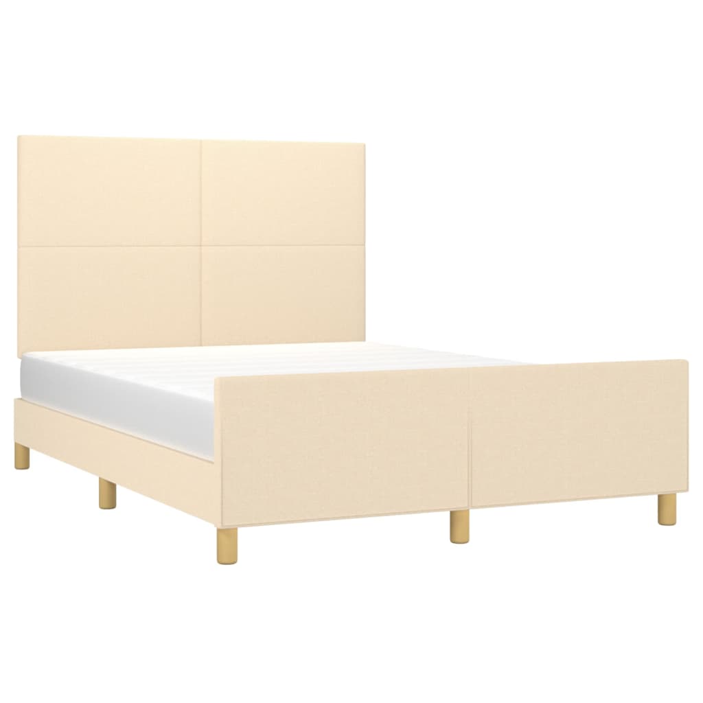 Рамка за легло с табла, кремава, 140x200 см, плат