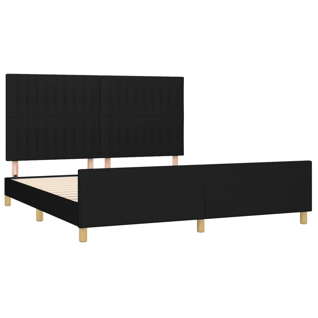Рамка за легло с табла, черна, 160x200 см, плат