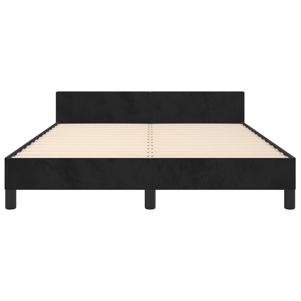 Рамка за легло с табла, черна, 140x190 см, кадифе