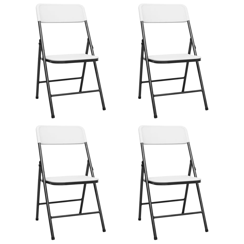 Сгъваеми градински столове, 4 бр, HDPE, бели
