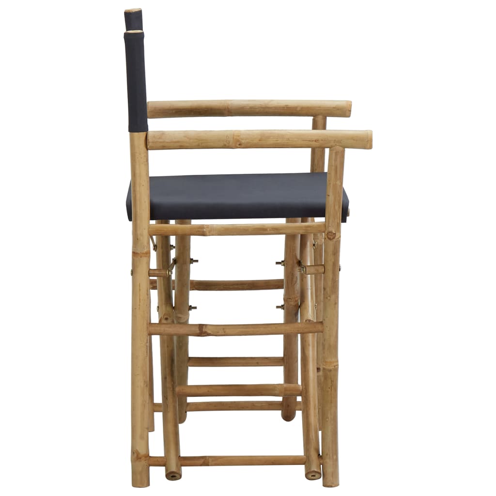 Сгъваеми режисьорски столове 2 бр тъмносиви бамбук и текстил