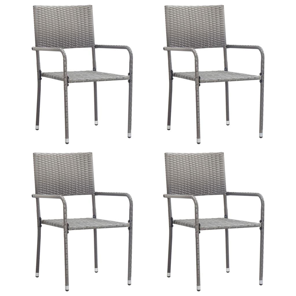 Външни трапезни столове, 4 бр, полиратан, антрацит