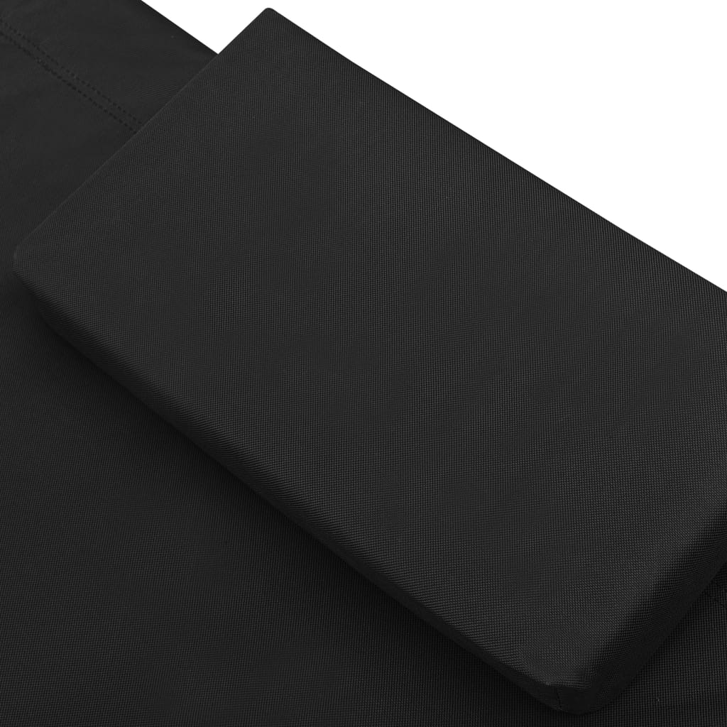 Лаундж легло на открито с навес и възглавници, черно