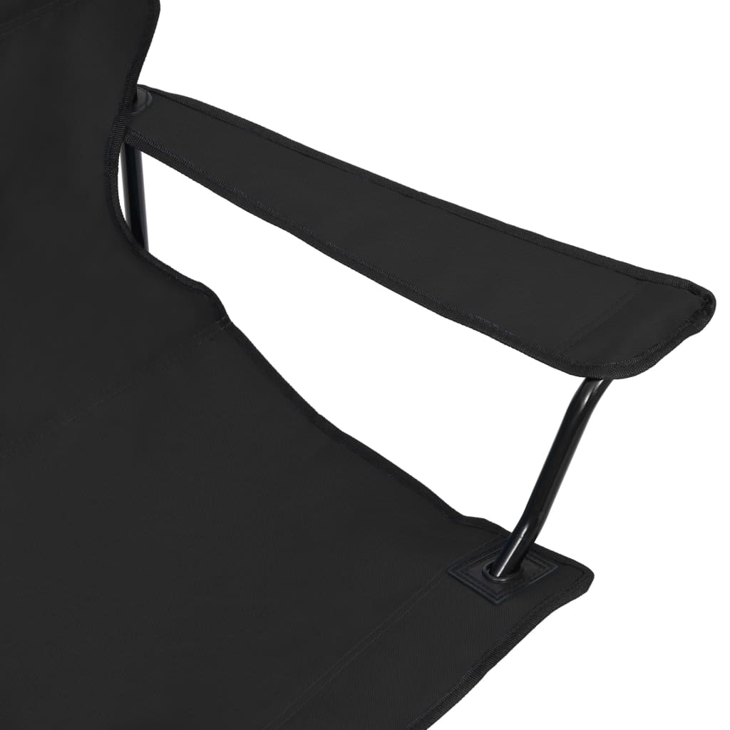 2-местен сгъваем къмпинг стол, стомана и плат, черен
