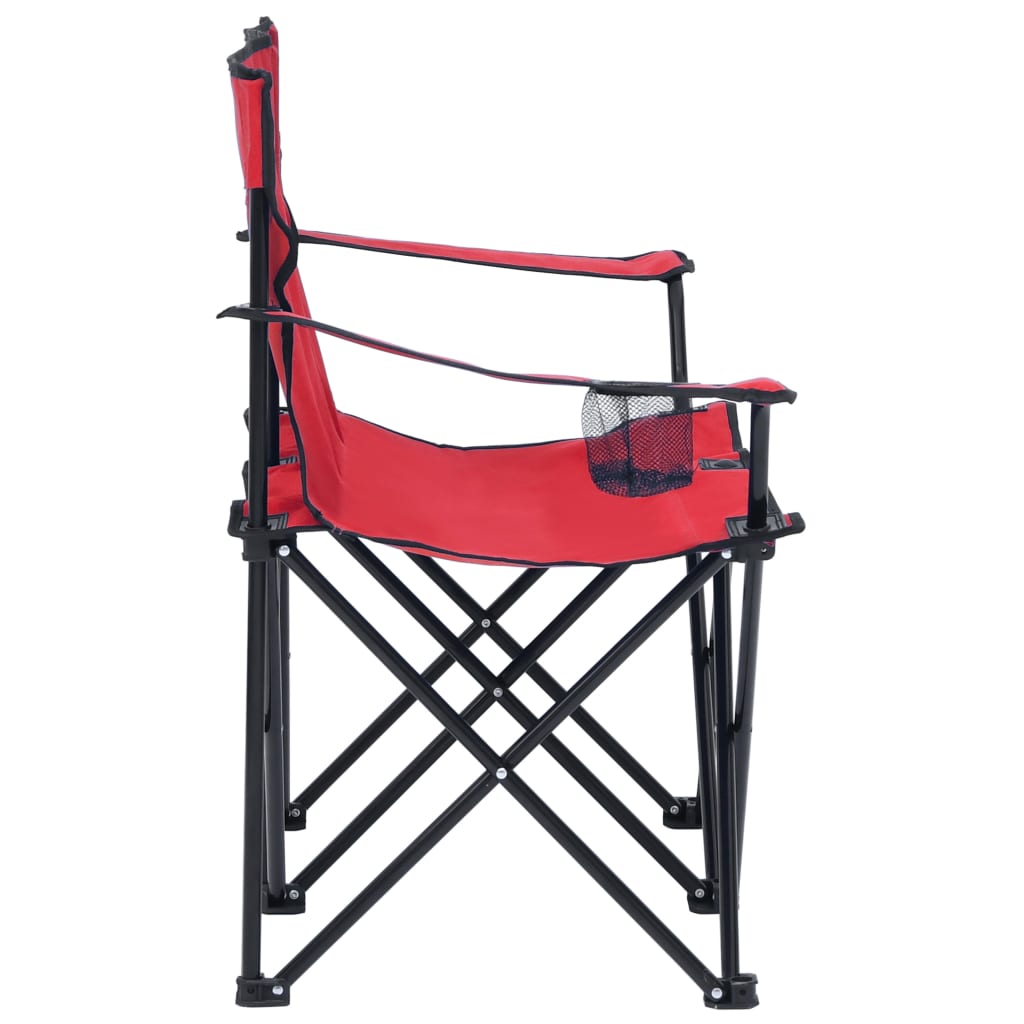 2-местен сгъваем къмпинг стол, стомана и плат, червен