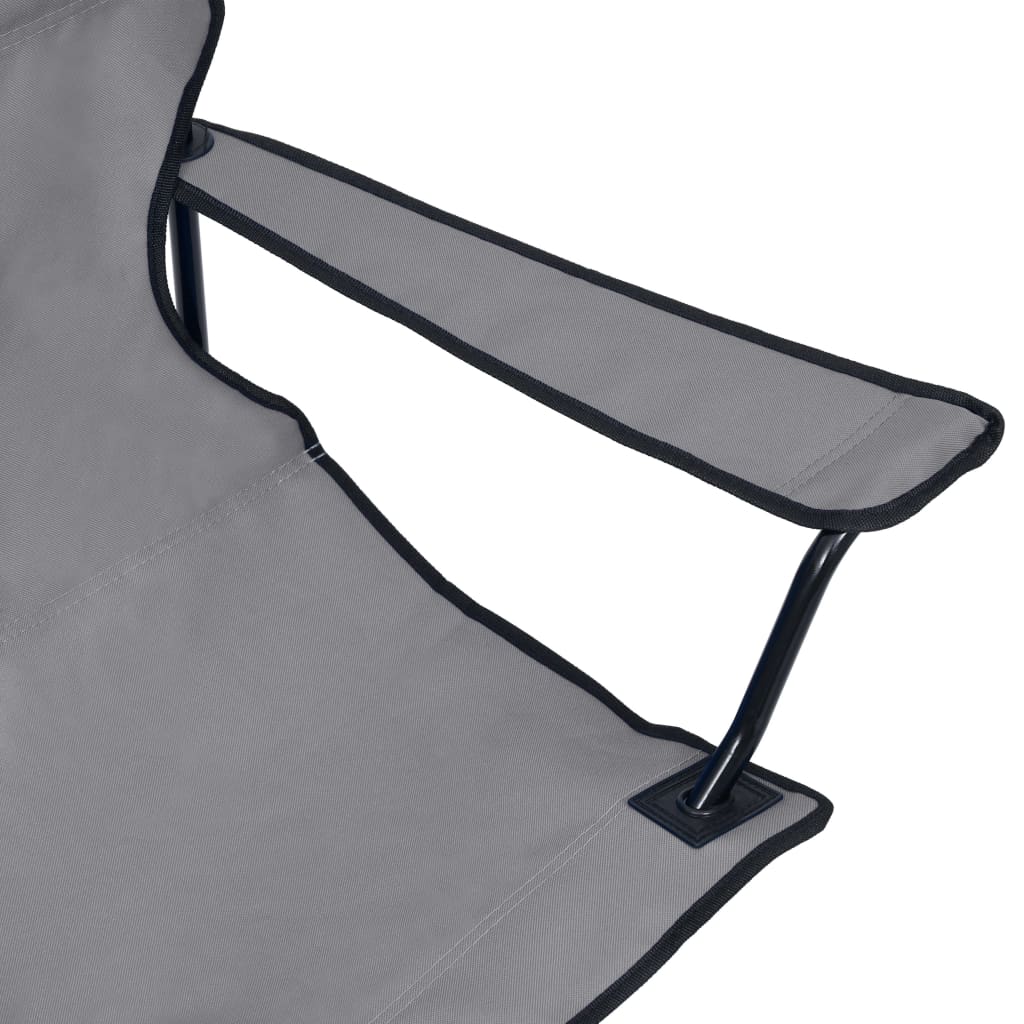 2-местен сгъваем къмпинг стол, стомана и плат, сив