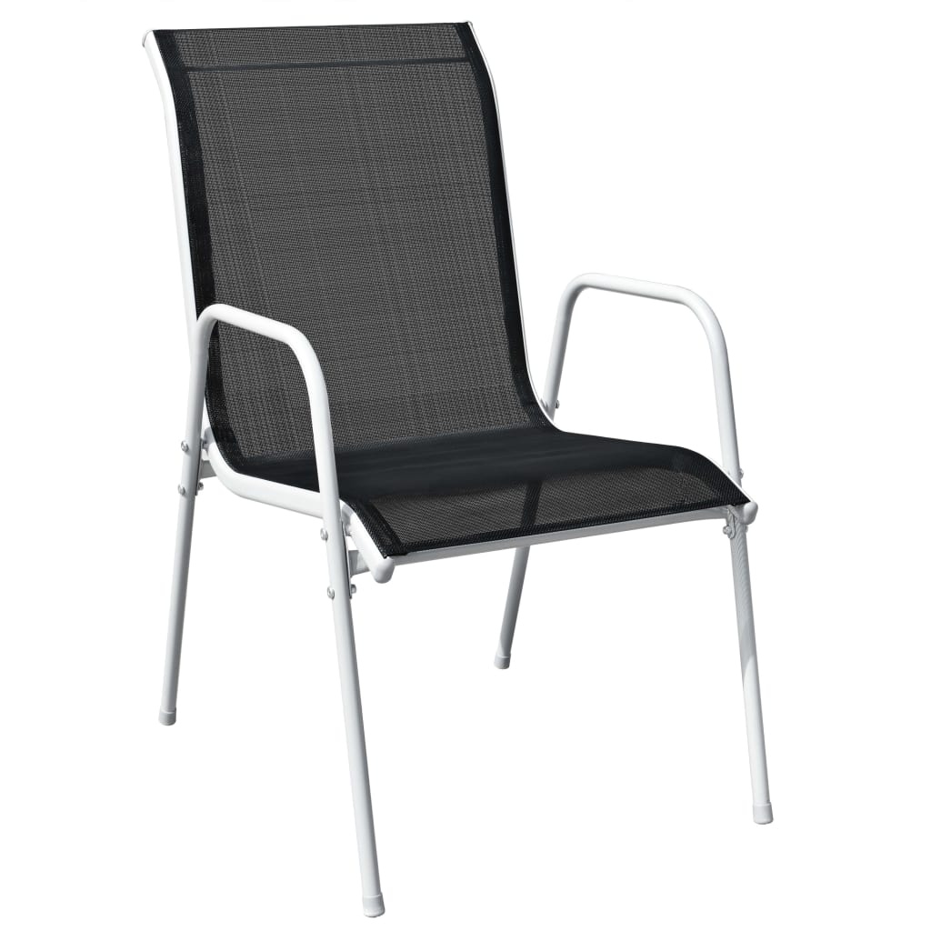 Стифиращи градински столове, 4 бр, стомана и Textilene, черни