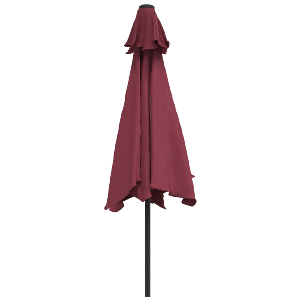 Външен чадър с метален прът, бордо червен, 300 см