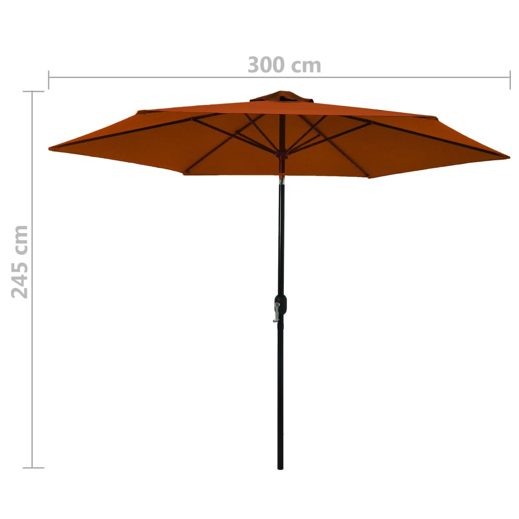 Градински чадър с метален прът, теракота, 300 см