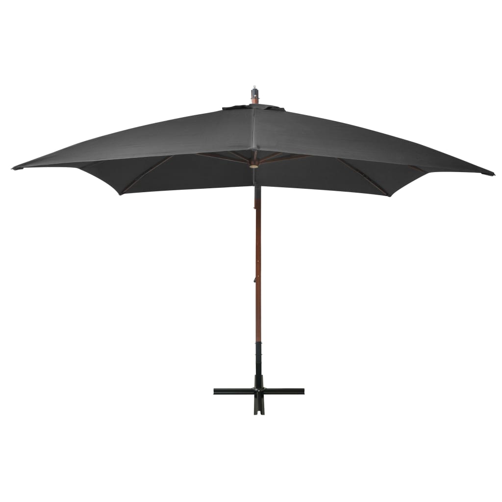 Висящ чадър с прът, антрацит, 3x3 м, чам масив