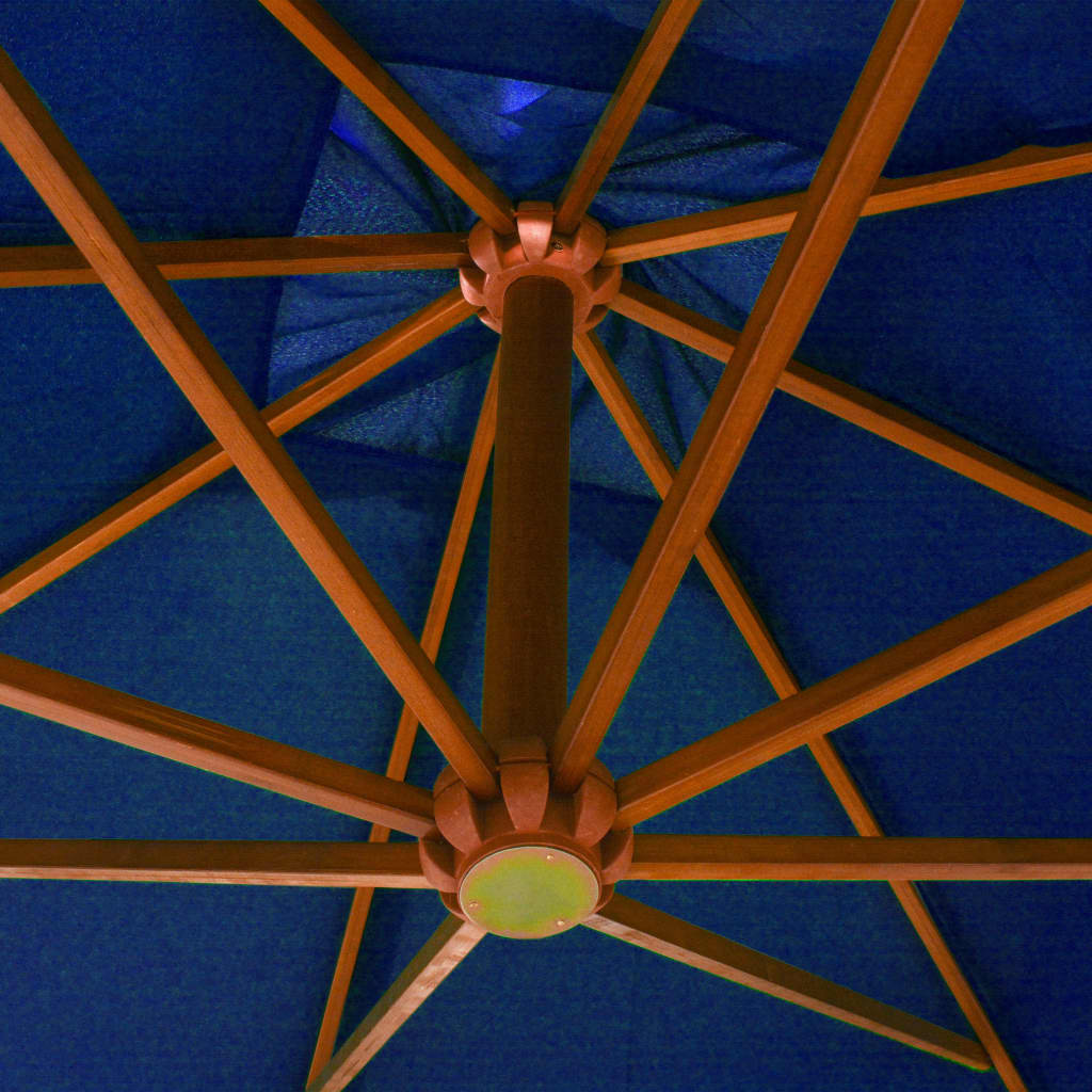 Висящ чадър с прът, лазурносин, 3x3 м, чам масив