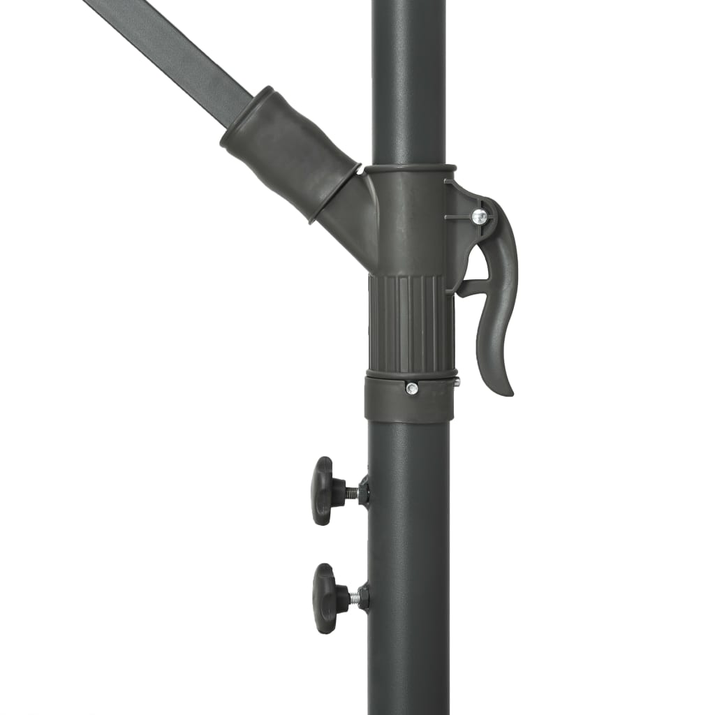 Чадър с чупещо рамо LED лампи и стоманен прът 350 см теракота