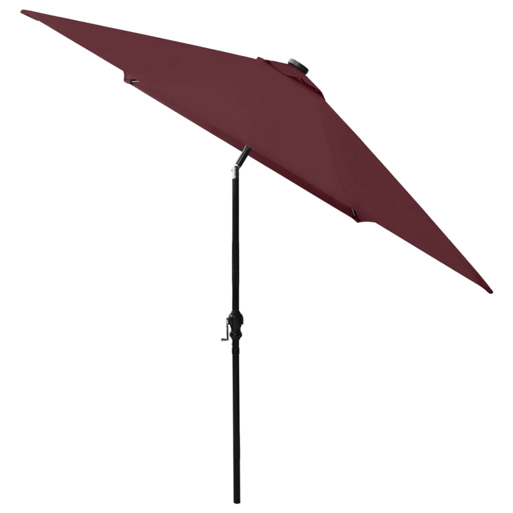 Чадър с LED и стоманен прът, бордо червено, 2x3 м
