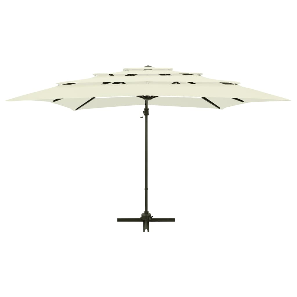 Градински чадър на 4 нива с алуминиев прът, пясъчен, 250x250 см