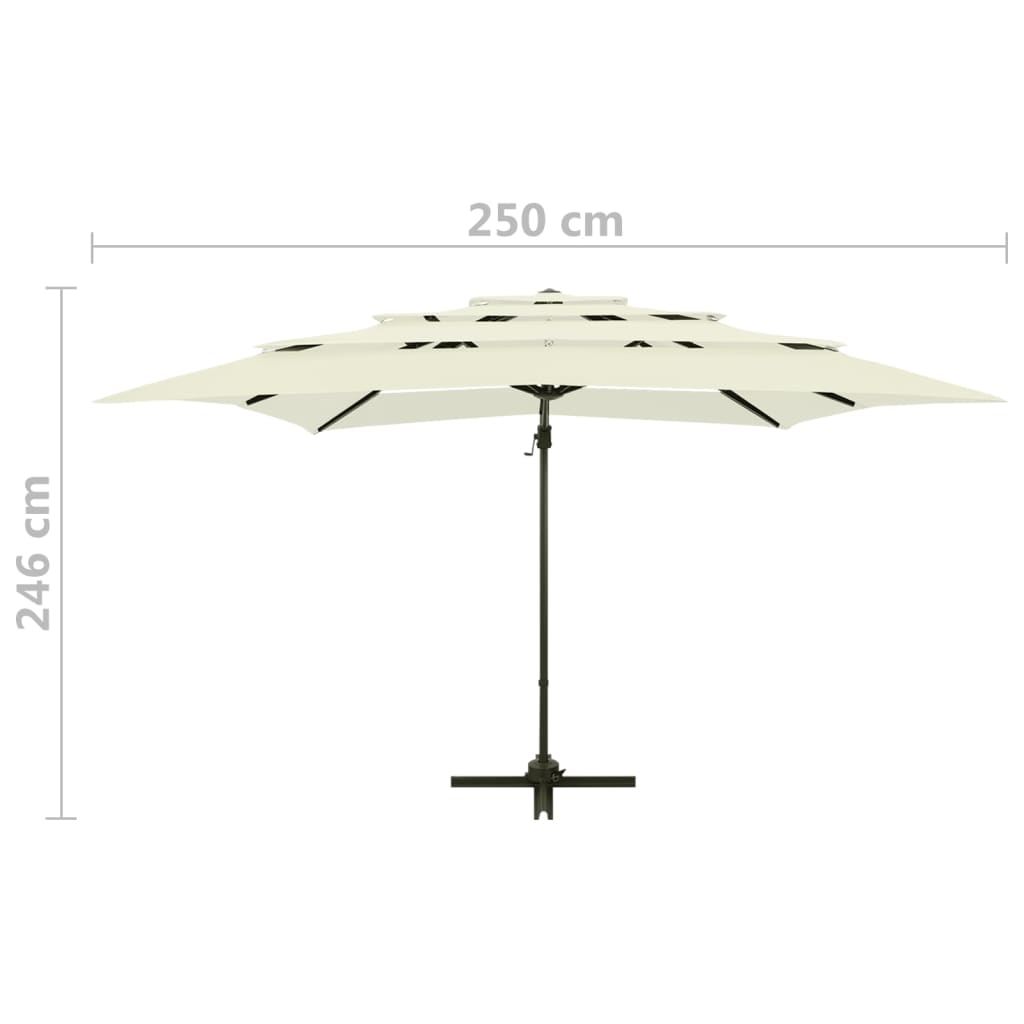 Градински чадър на 4 нива с алуминиев прът, пясъчен, 250x250 см