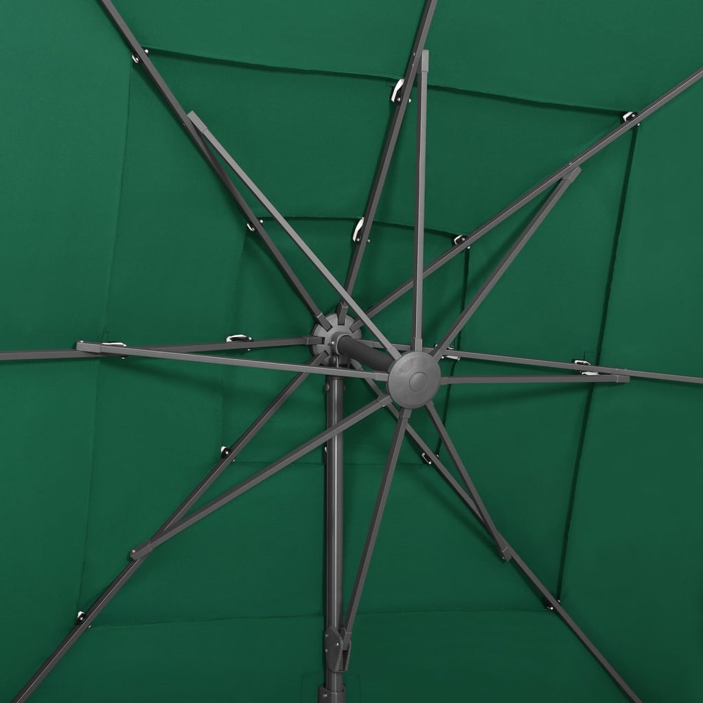 Градински чадър на 4 нива с алуминиев прът, зелен, 250x250 см
