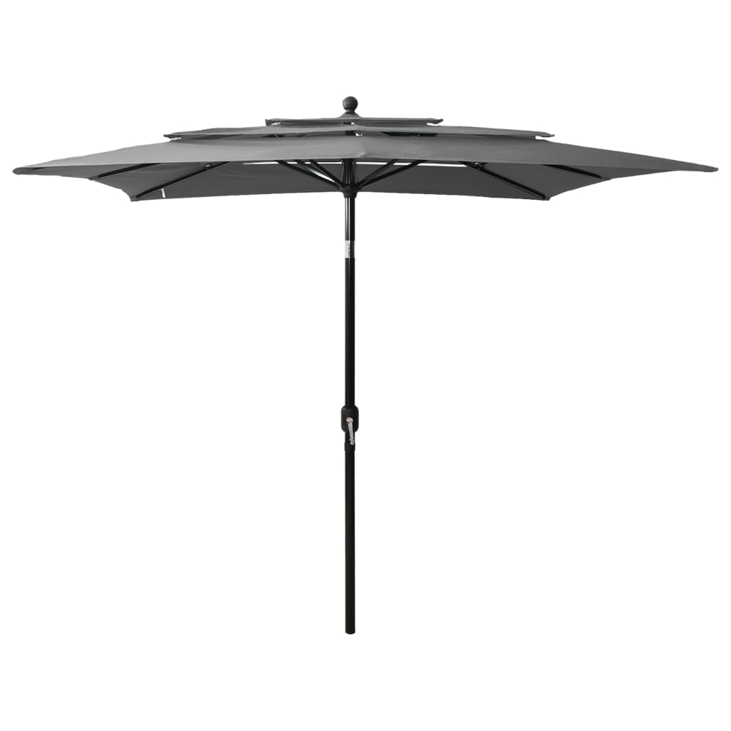 Градински чадър на 3 нива с алуминиев прът, антрацит, 2,5x2,5 м