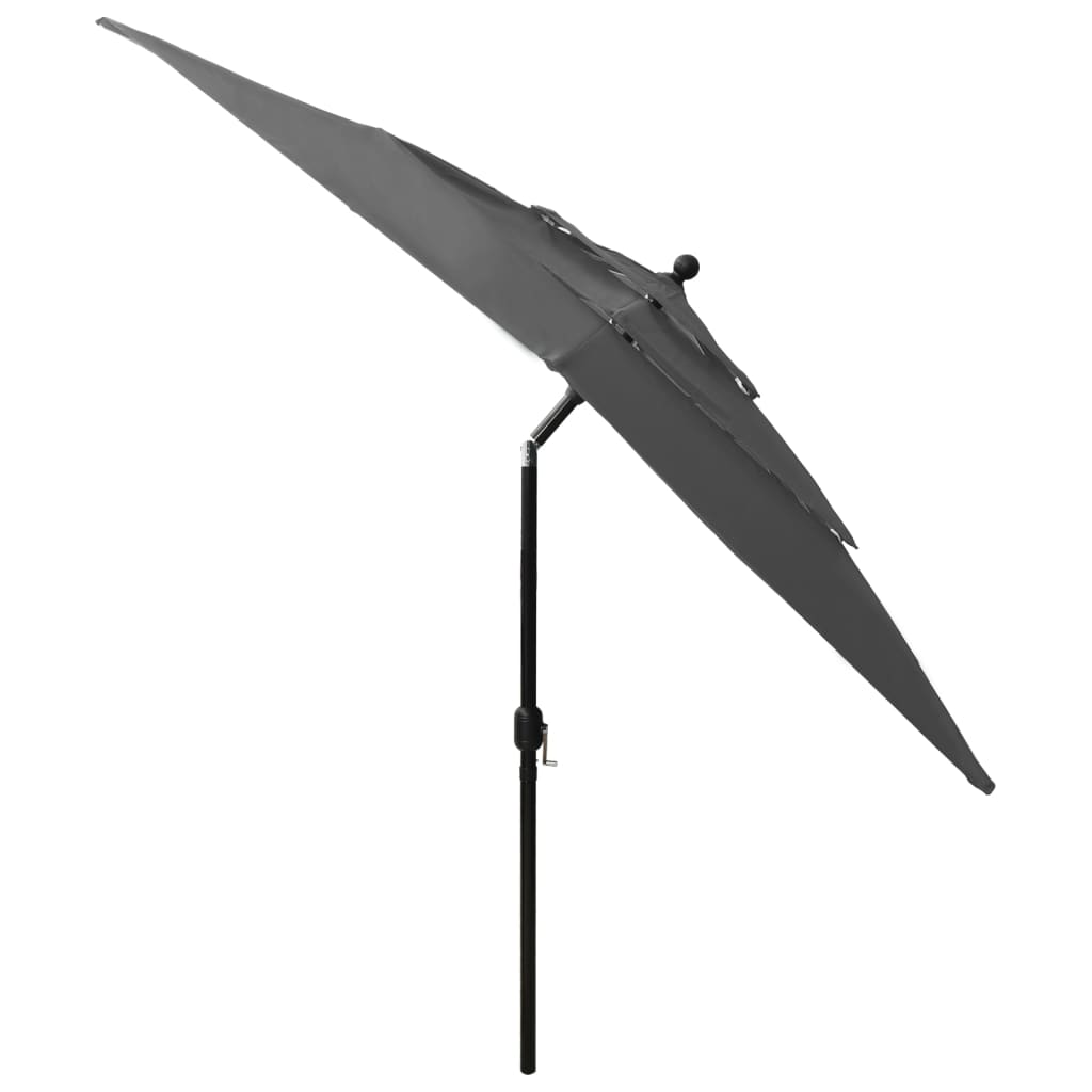 Градински чадър на 3 нива с алуминиев прът, антрацит, 2,5x2,5 м