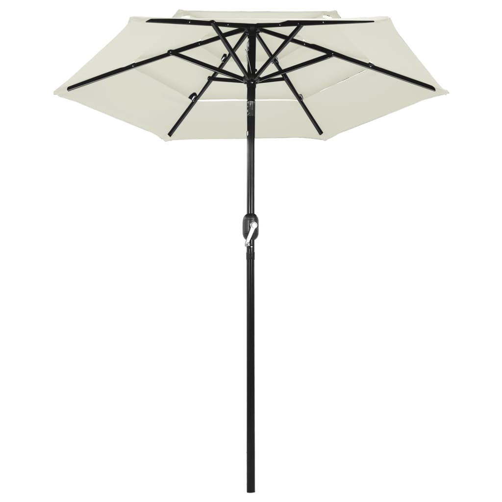 Градински чадър на 3 нива с алуминиев прът, пясъчен, 2 м