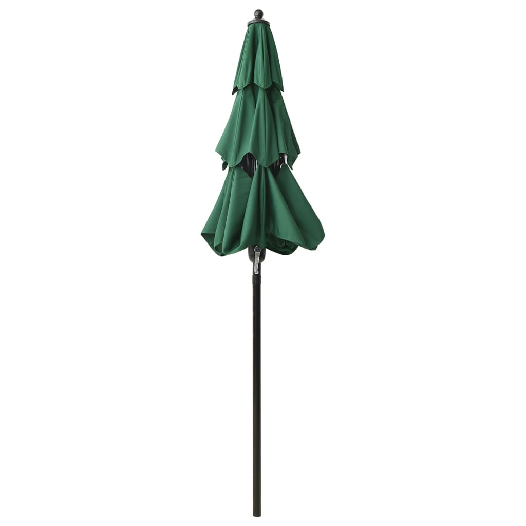 Градински чадър на 3 нива с алуминиев прът, зелен, 2 м