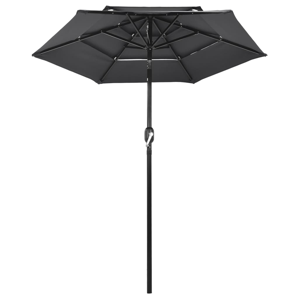 Градински чадър на 3 нива с алуминиев прът, антрацит, 2 м