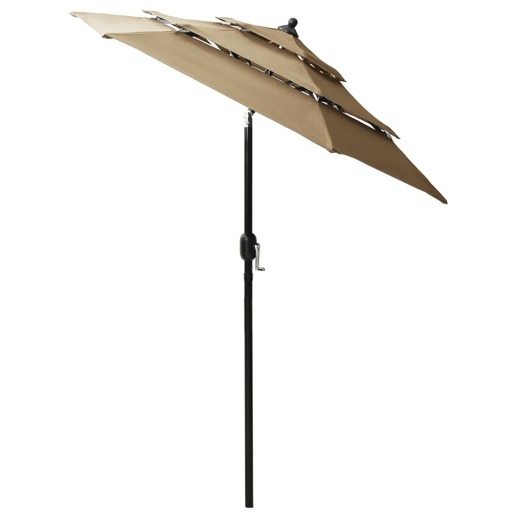 Градински чадър на 3 нива с алуминиев прът, таупе, 2 м