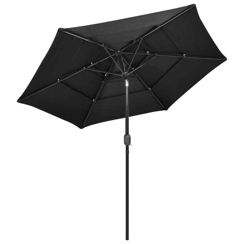 Градински чадър на 3 нива с алуминиев прът, антрацит, 2,5 м