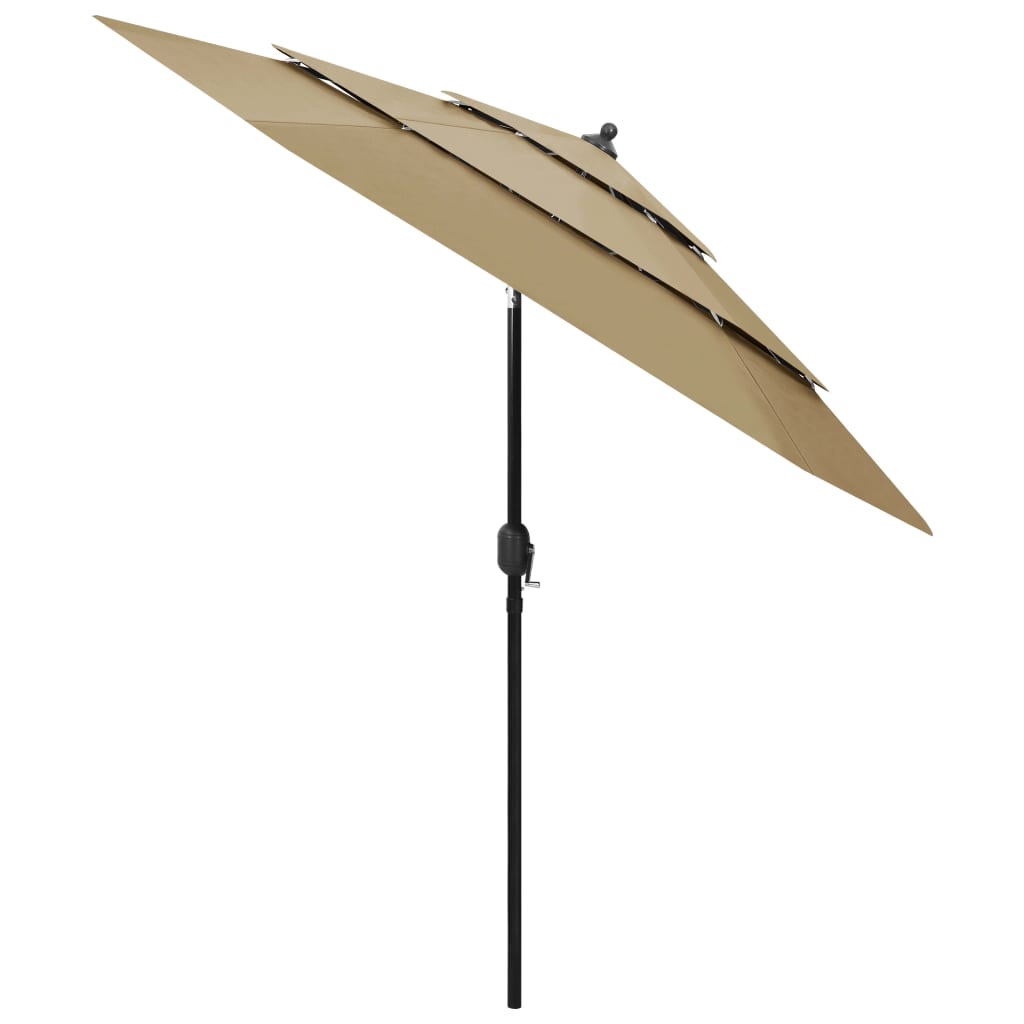 Градински чадър на 3 нива с алуминиев прът, таупе, 2,5 м