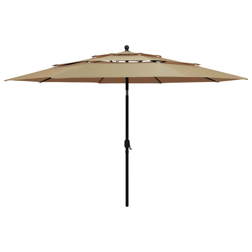 Градински чадър на 3 нива с алуминиев прът, таупе, 3,5 м