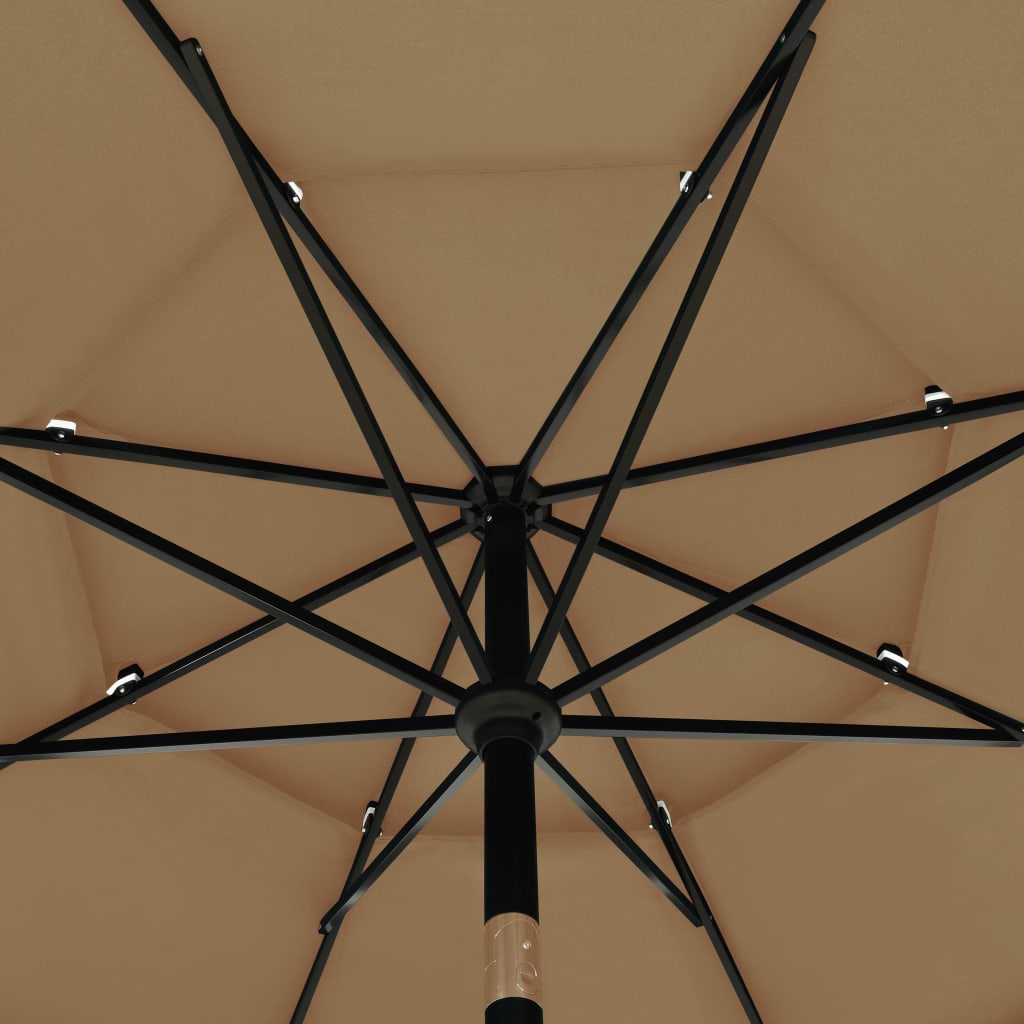 Градински чадър на 3 нива с алуминиев прът, таупе, 3,5 м