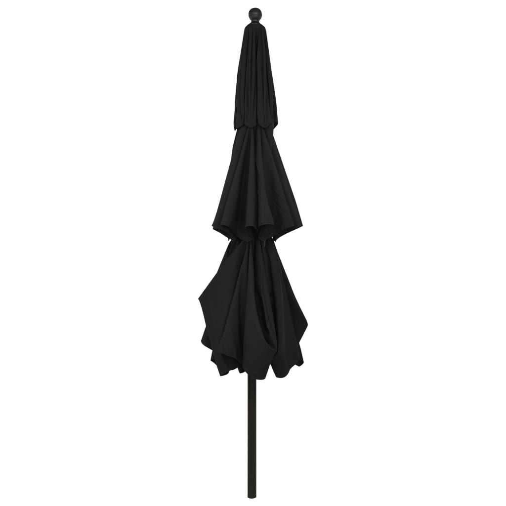 Градински чадър на 3 нива с алуминиев прът, черен, 3,5 м