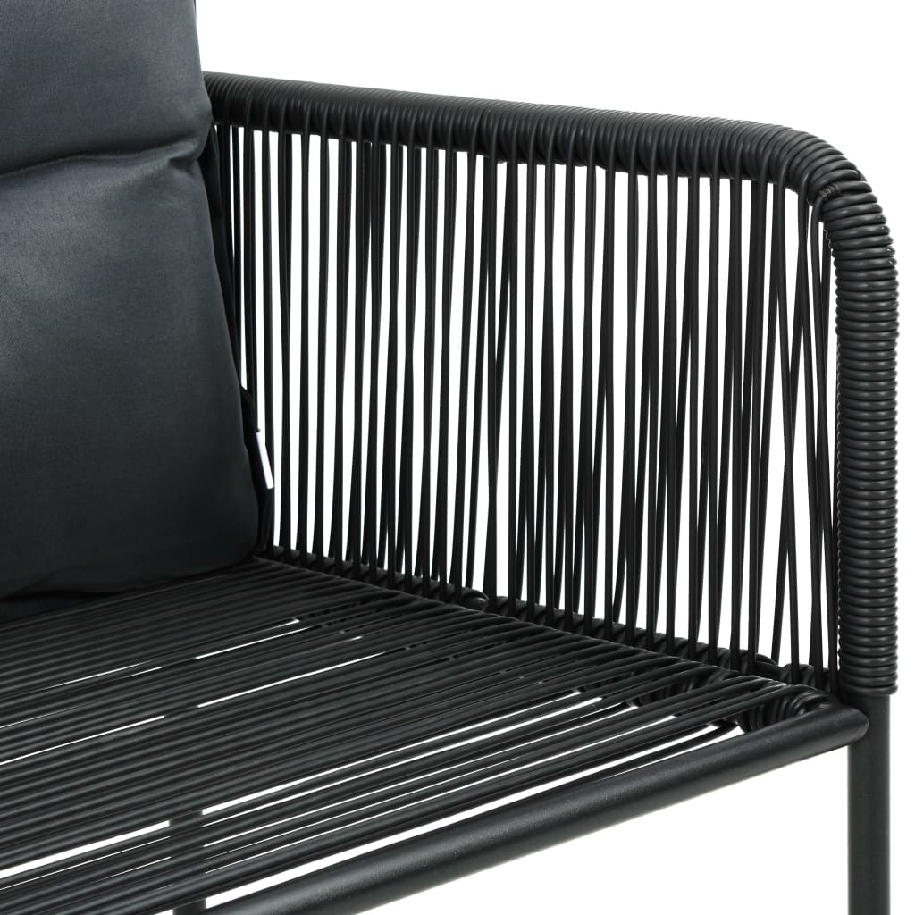 Външни столове с възглавнички, 6 бр, полиратан, черни