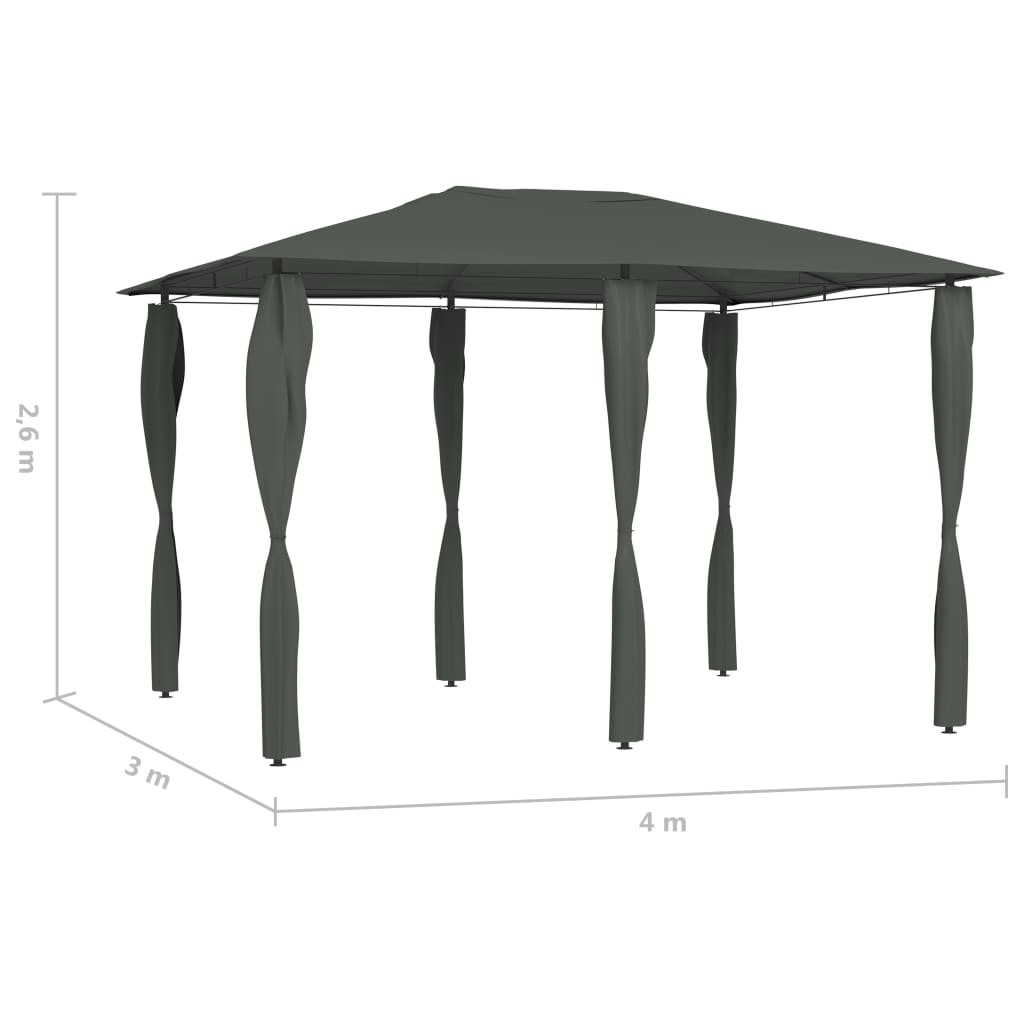 Шатра с покривала на стълбовете, 3x4x2,6 м, антрацит, 160 г/кв.м.