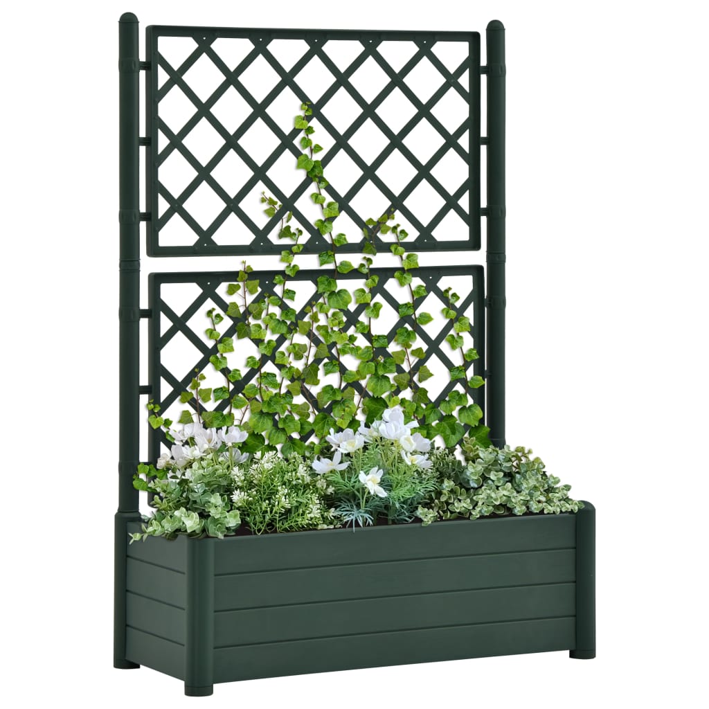 Градински сандък с пергола, 100x43x142 см, РР, зелен