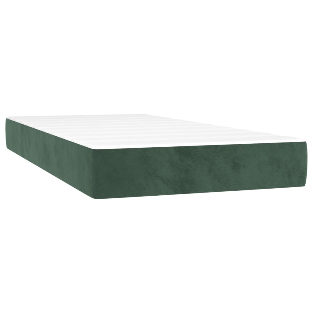 Боксспринг легло с матрак и LED, тъмнозелено, 200x200см, кадифе