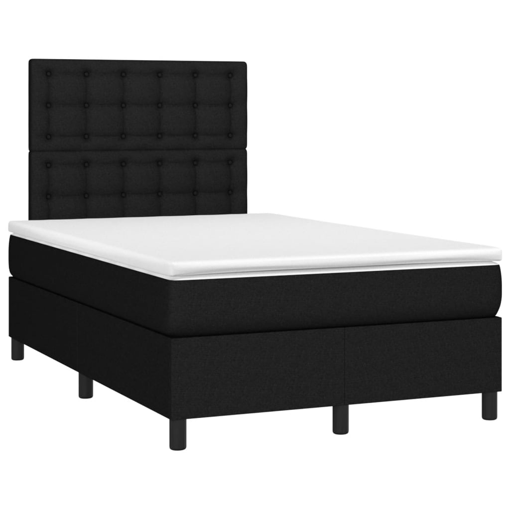 Боксспринг легло с матрак и LED, черно, 120x200 см, плат