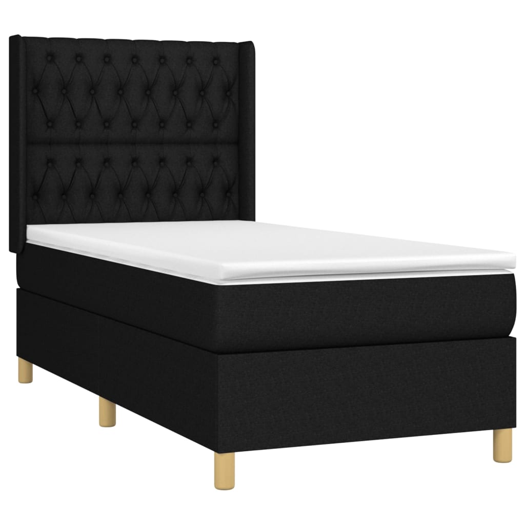 Боксспринг легло с матрак и LED, черна, 90x190 см, плат