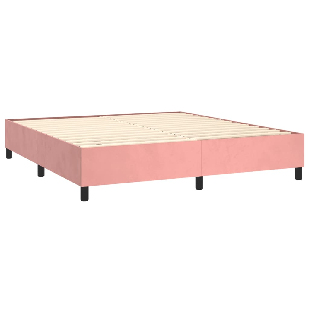 Боксспринг легло с матрак и LED, розово, 180x200 см, кадифе