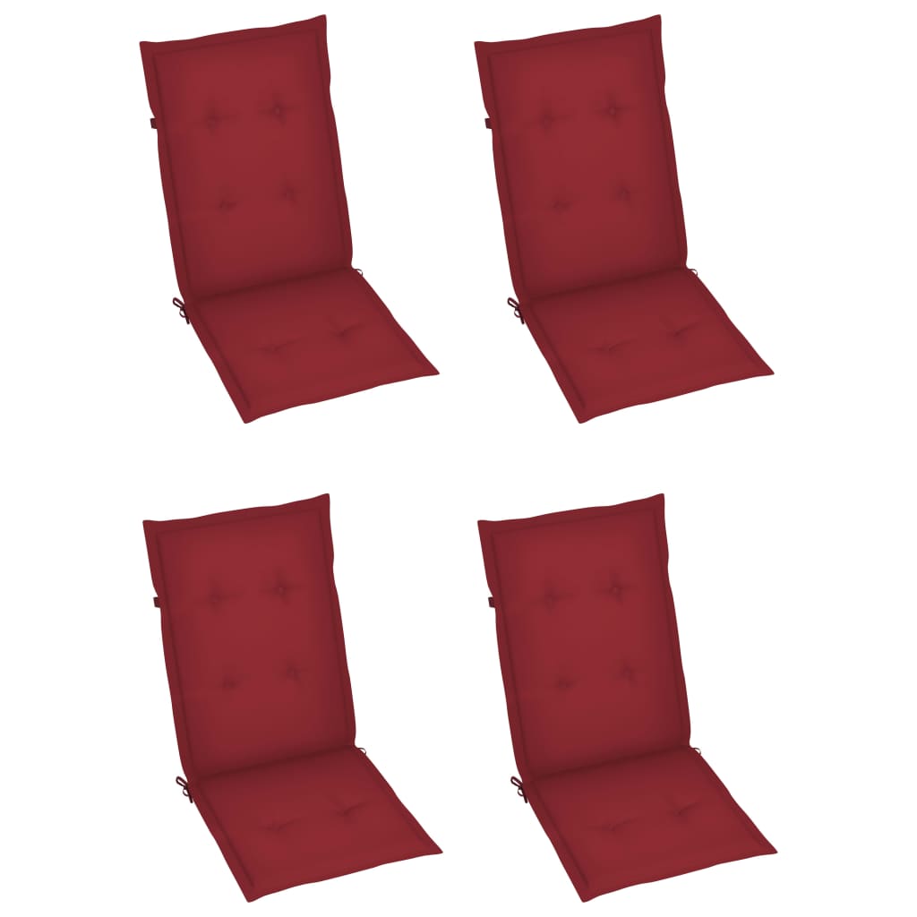 Възглавници за градински столове 4 бр виненочервени 120x50x3 см
