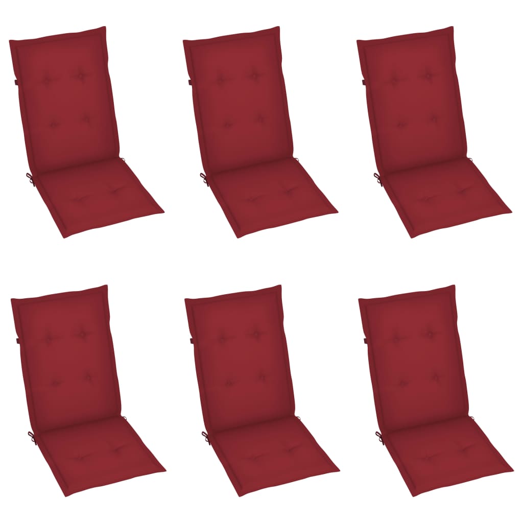 Възглавници за градински столове 6 бр виненочервени 120x50x3 см
