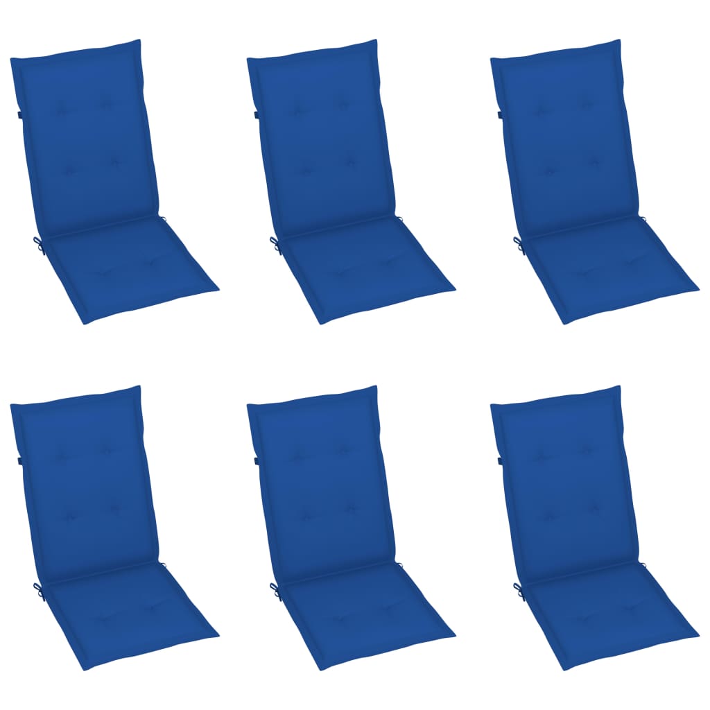 Възглавници за градински столове 6 бр кралскосини 120x50x3 см