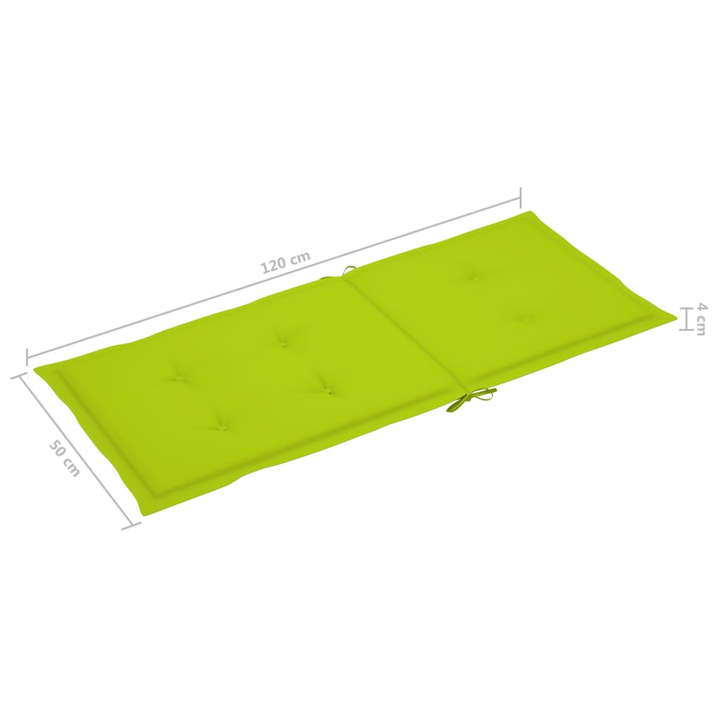 Възглавници за градински столове 4 бр яркозелени 120x50x3 см