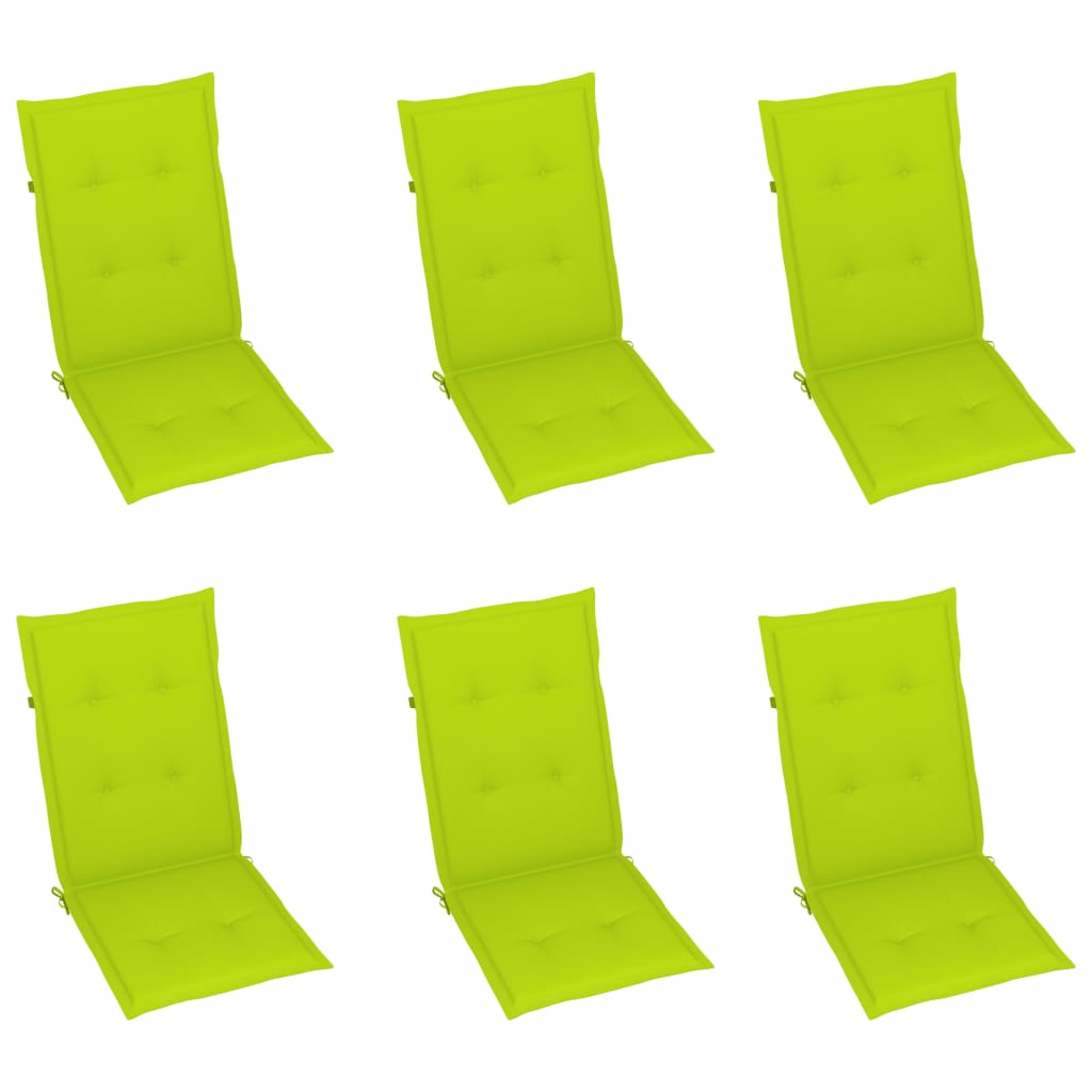 Възглавници за градински столове 6 бр светлозелени 120x50x4 см