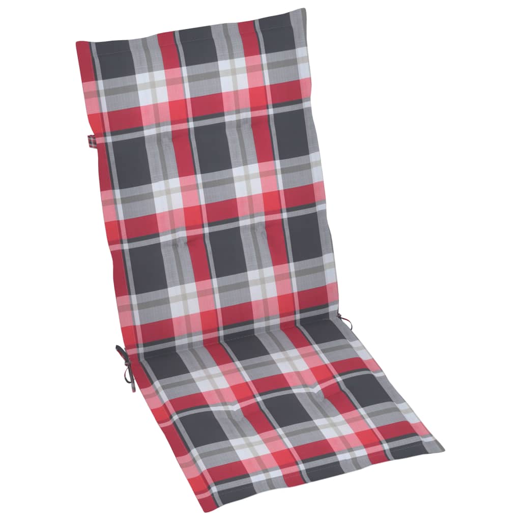 Възглавници за градински столове 4 бр червено каре 120x50x3 см