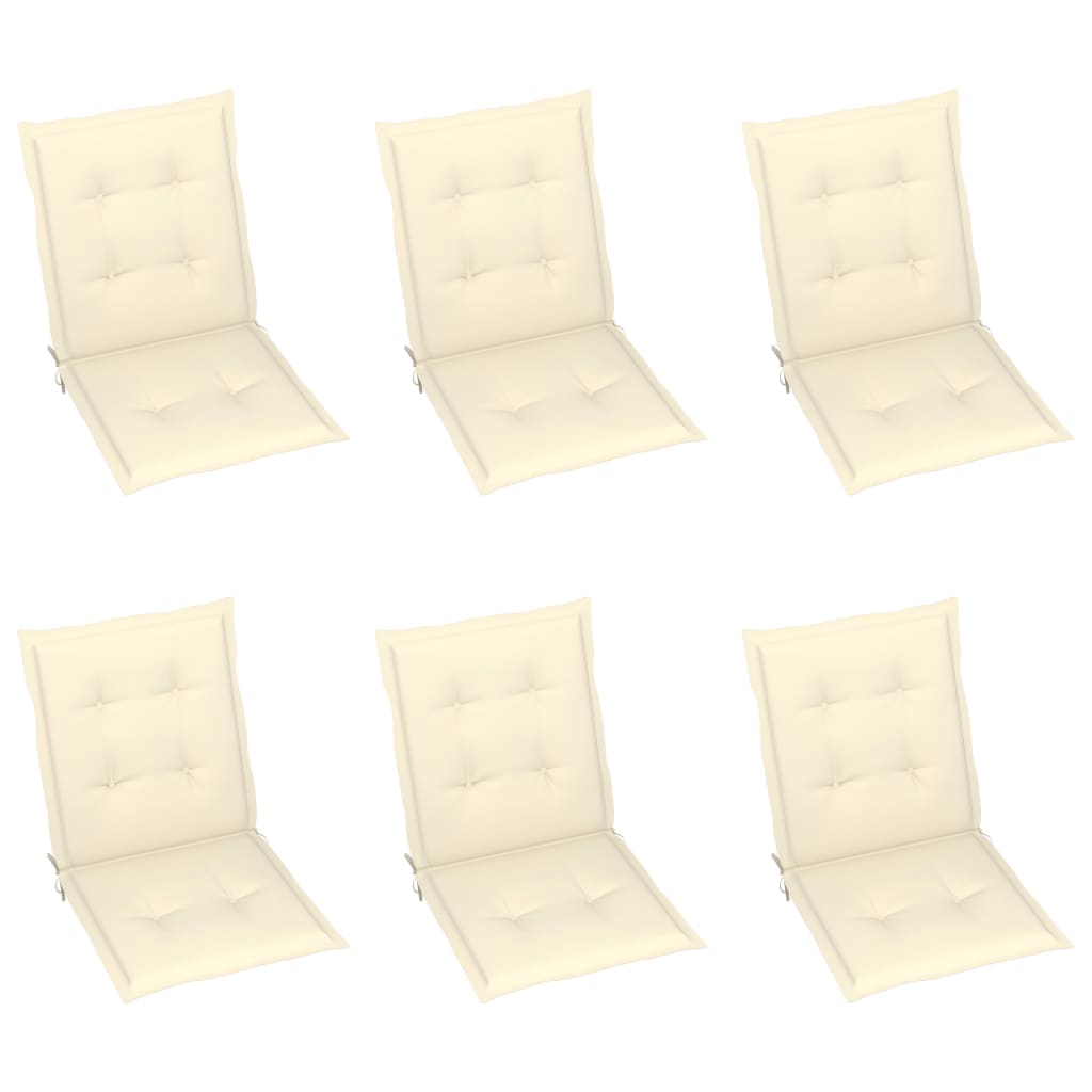 Възглавници за градински столове, 6 бр, кремави, 100x50x3 см